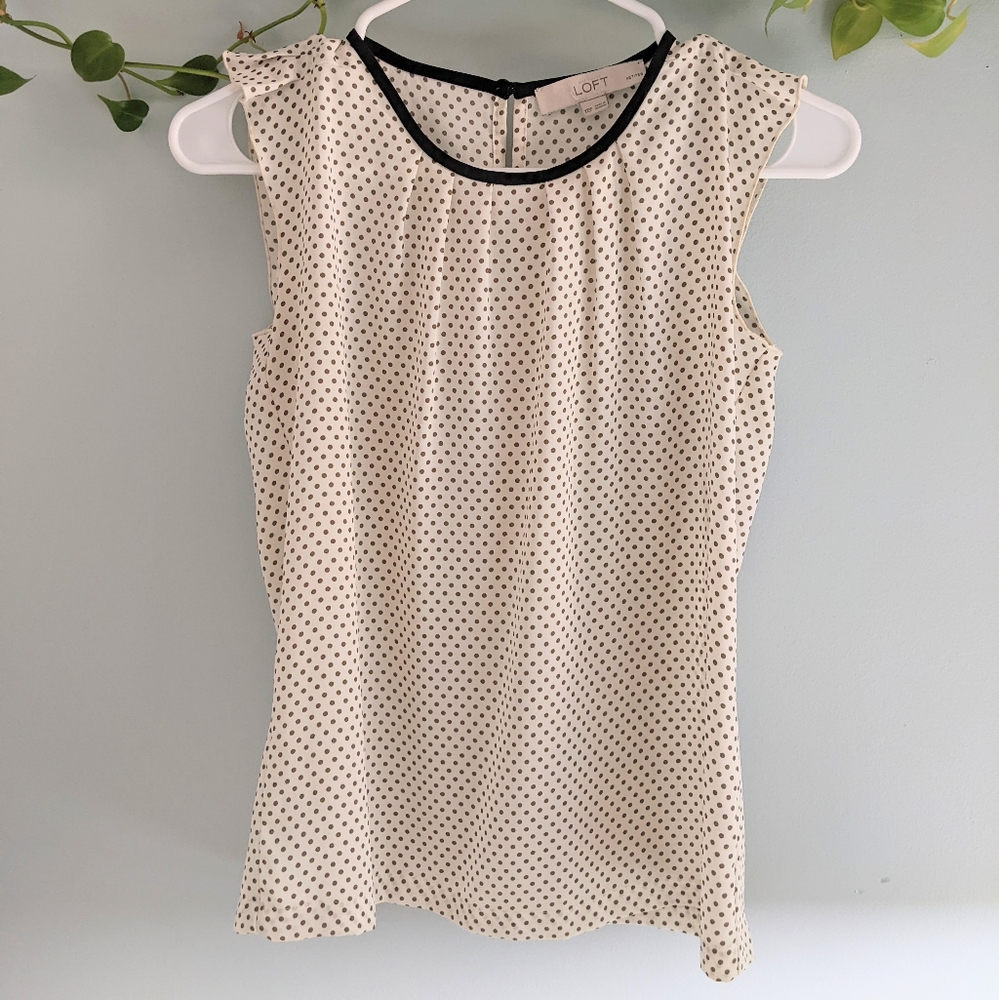 Loft Ruffle Sleeve Polka Dot Blouse XXSP